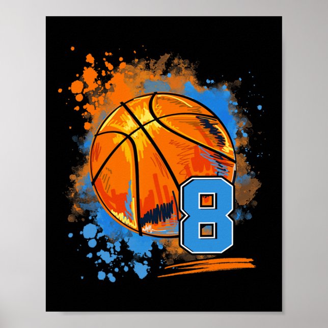 8 Years Old 8th Birthday Basketball  Poster (Front)