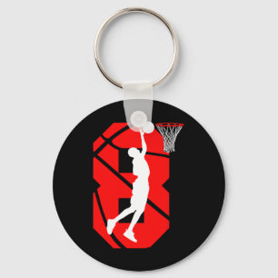 8 years Old 8th Birthday Boy Basketball lovers Keychain