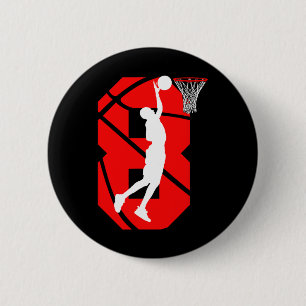 8 Years Old 8th Birthday Boy Bysketbyll Lovers  2 Inch Round Button