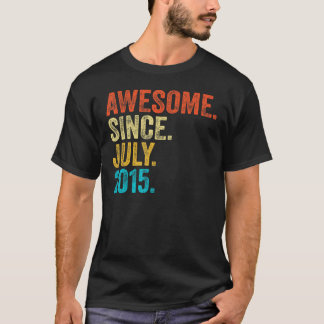 8 Years Old  Awesome Since July 2015 8th Birthday  T-Shirt