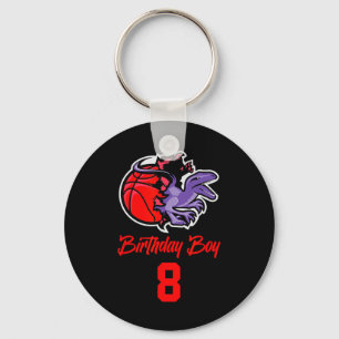 8 Years Old Birthday Boy For Basketball And Dinosa Keychain