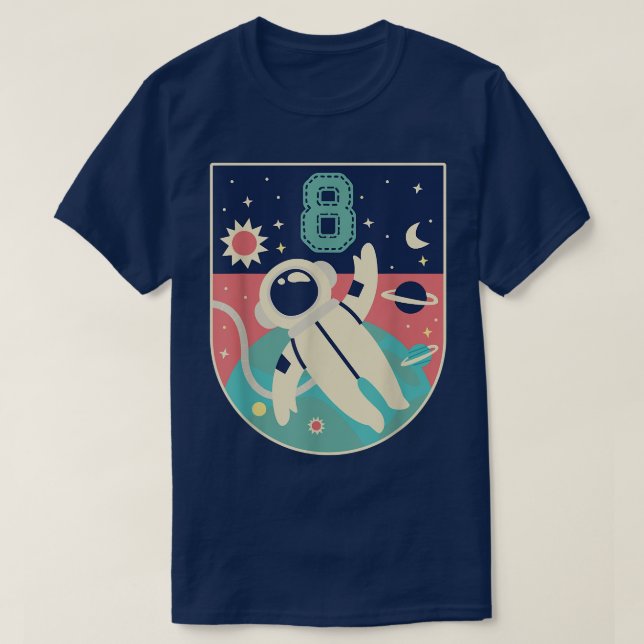 8 Years Old Birthday Boy Tee Astronaut 8th Bday Pa (Design Front)