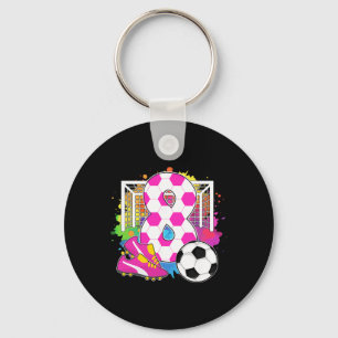 8 Years Old Birthday Girl 8th Birthday Soccer Them Keychain