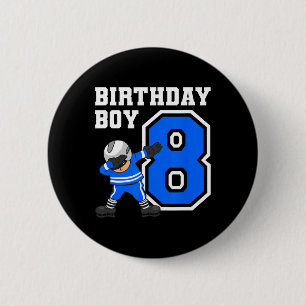 8 Years Old Boy Ice Hockey Player 8th Birthday Kid 2 Inch Round Button