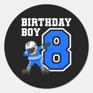 8 Years Old Boy Ice Hockey Player 8th Birthday Kid Classic Round Sticker