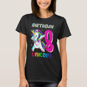 8 Years Old Girl Dabbing Unicorn 8th Birthday Unic T-Shirt