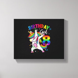 8 Years Old Kid 8th Birthday Gift Dabbing Unicorn Canvas Print