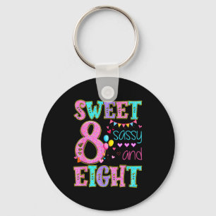 8 Years Old Sweet Sy And Eight Birthday Girl Donut Keychain