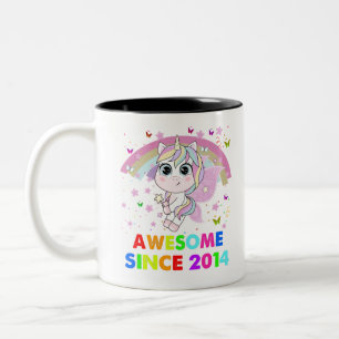 8 Years Old Unicorn Cutie 8th Birthday Unicorn Gif Two-Tone Coffee Mug