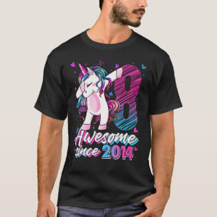 8 Years Old  Unicorn Dabbing 8th Birthday Girl Uni T-Shirt