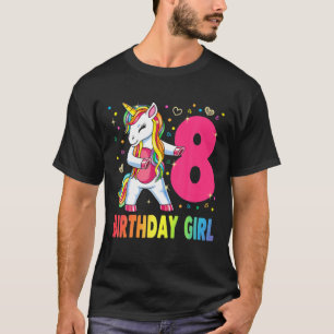8 Years Old Unicorn Flossing 8Th Birthday Girl Uni T-Shirt