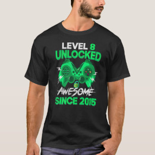 8 Yrs Old  Boy Level 8 Unlocked Awesome 2015 Birth T-Shirt