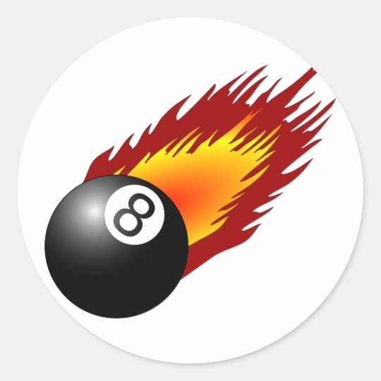 8Ball with flames Classic Round Sticker