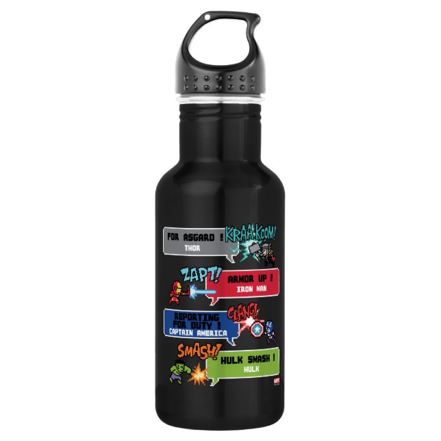 8Bit Avengers Attack 532 Ml Water Bottle (Front)