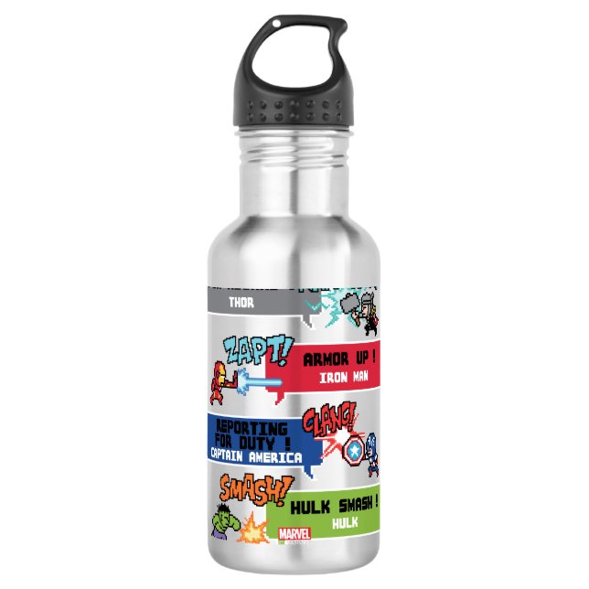 8Bit Avengers Attack 710 Ml Water Bottle (Front)