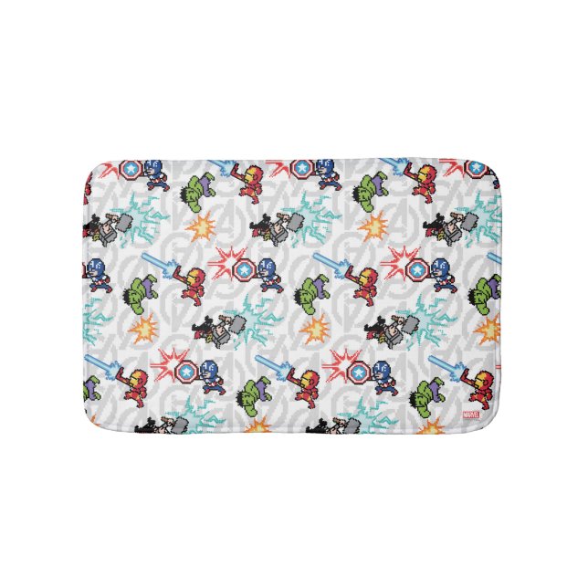 8Bit Avengers Attack Bath Mat (Front)