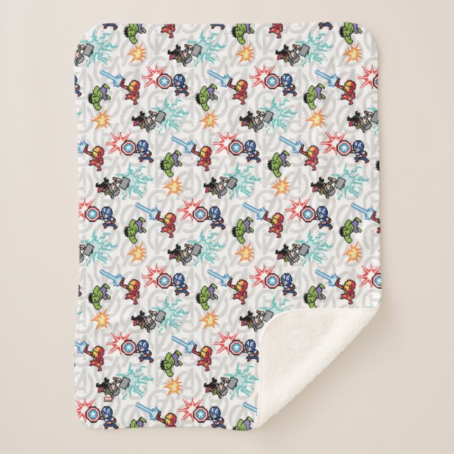 8Bit Avengers Attack Sherpa Blanket (Front)