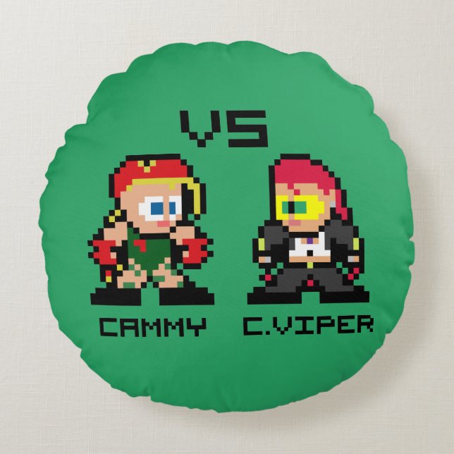 8bit Cammy VS C.Viper Round Pillow (Front)