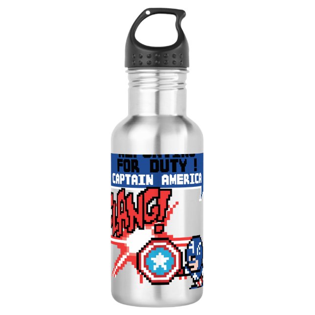 8Bit Captain America Attack - Reporting For Duty! 710 Ml Water Bottle (Front)