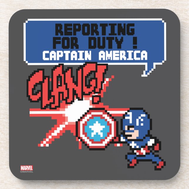 8Bit Captain America Attack - Reporting For Duty! Coaster (Front)