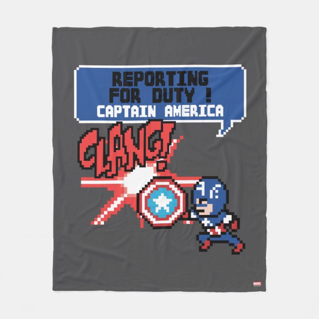 8Bit Captain America Attack - Reporting For Duty! Fleece Blanket (Front)