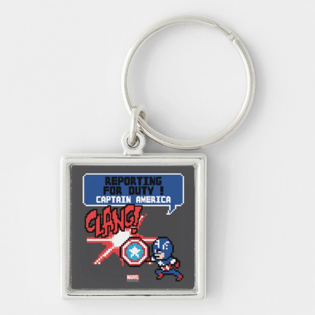 8Bit Captain America Attack - Reporting For Duty! Keychain (Front)
