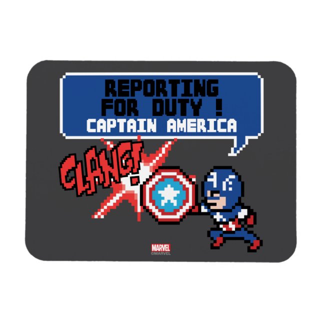 8Bit Captain America Attack - Reporting For Duty! Magnet (Horizontal)