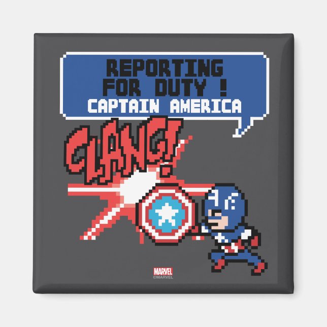 8Bit Captain America Attack - Reporting For Duty! Magnet (Front)