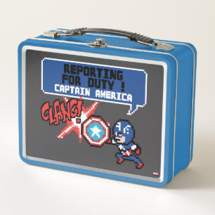 8Bit Captain America Attack - Reporting For Duty! Metal Lunch Box