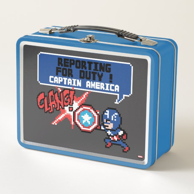 8Bit Captain America Attack - Reporting For Duty! Metal Lunch Box (Front)