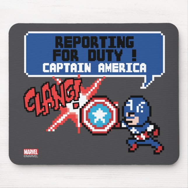 8Bit Captain America Attack - Reporting For Duty! Mouse Pad (Front)