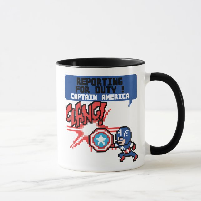 8Bit Captain America Attack - Reporting For Duty! Mug (Right)