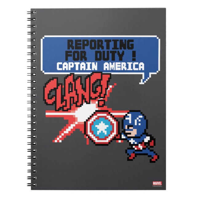 8Bit Captain America Attack - Reporting For Duty! Notebook (Front)