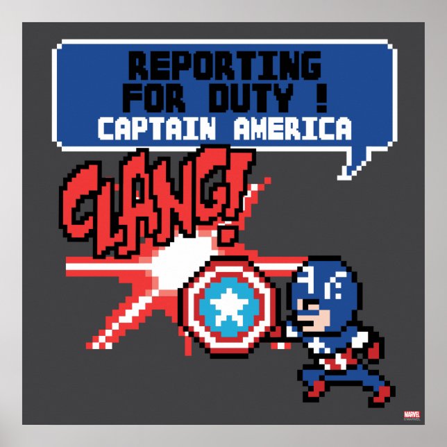 8Bit Captain America Attack - Reporting For Duty! Poster (Front)