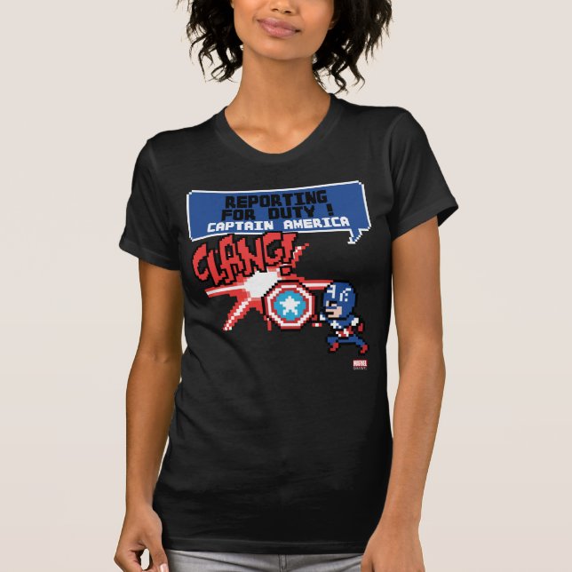 8Bit Captain America Attack - Reporting For Duty! T-Shirt (Front)
