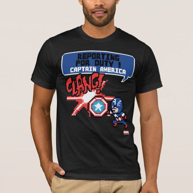 8Bit Captain America Attack - Reporting For Duty! T-Shirt (Front)