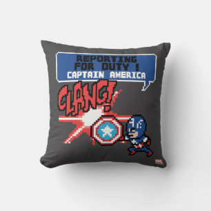 8Bit Captain America Attack - Reporting For Duty! Throw Pillow