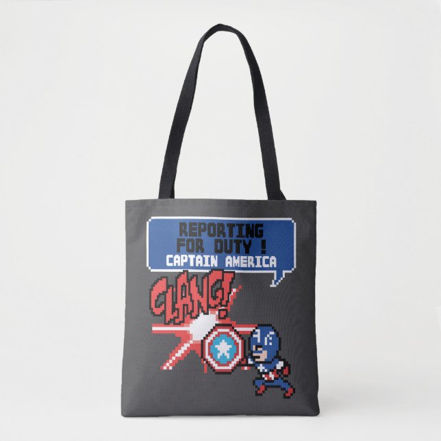 8Bit Captain America Attack - Reporting For Duty! Tote Bag (Front)