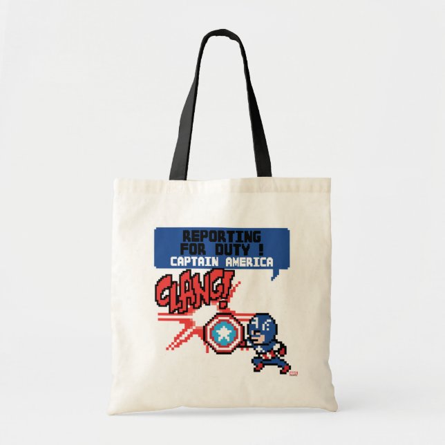 8Bit Captain America Attack - Reporting For Duty! Tote Bag (Front)