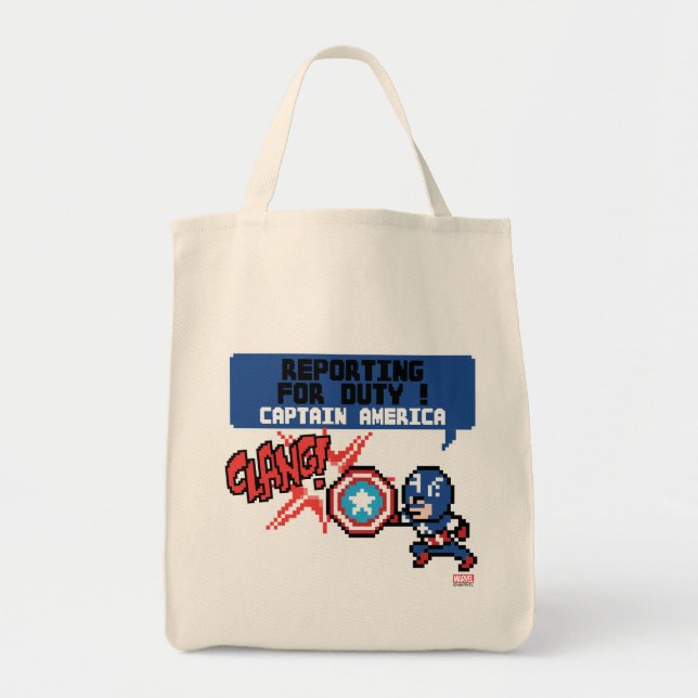 8Bit Captain America Attack - Reporting For Duty! Tote Bag (Front)