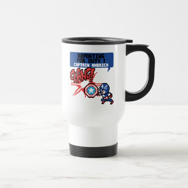 8Bit Captain America Attack - Reporting For Duty! Travel Mug (Right)