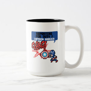 8Bit Captain America Attack - Reporting For Duty! Two-Tone Coffee Mug