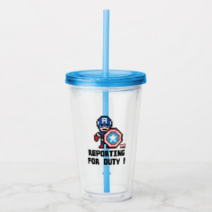 8Bit Captain America - Reporting For Duty! Acrylic Tumbler