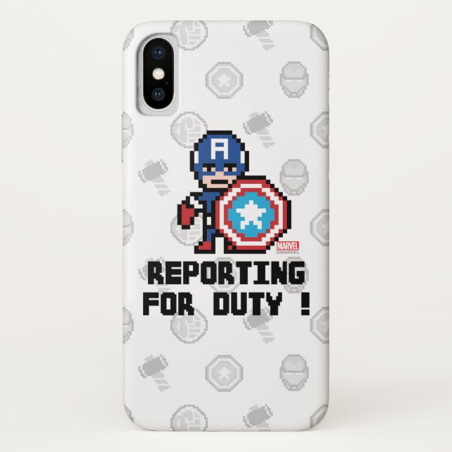 8Bit Captain America - Reporting For Duty! Case-Mate iPhone Case (Back)