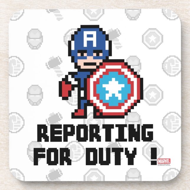 8Bit Captain America - Reporting For Duty! Coaster (Front)