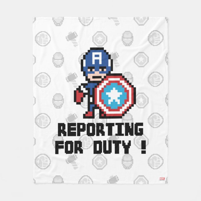 8Bit Captain America - Reporting For Duty! Fleece Blanket (Front)