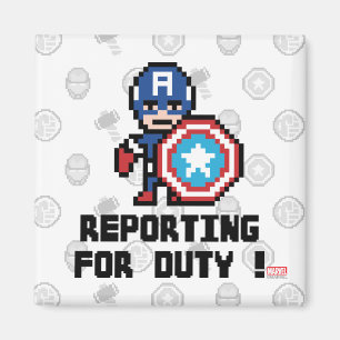 8Bit Captain America - Reporting For Duty! Magnet