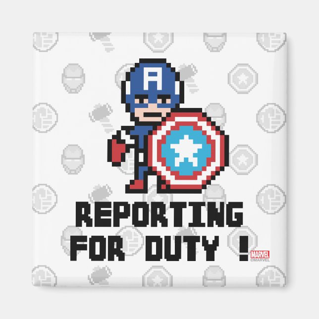 8Bit Captain America - Reporting For Duty! Magnet (Front)