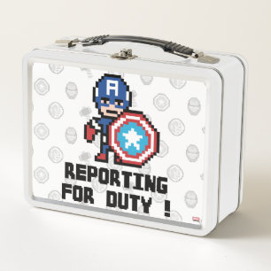 8Bit Captain America - Reporting For Duty! Metal Lunch Box