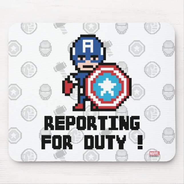 8Bit Captain America - Reporting For Duty! Mouse Pad (Front)